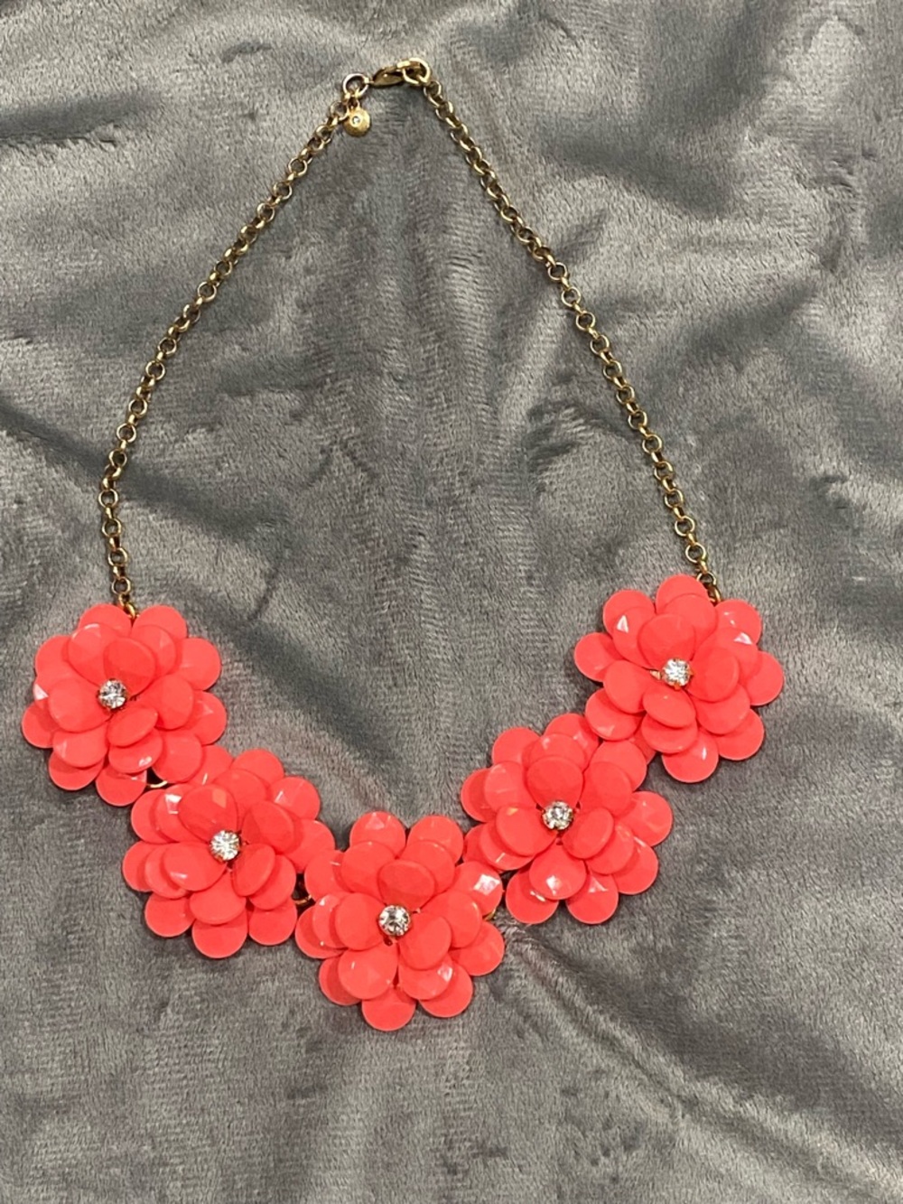 J. Crew Factory Coral Pink Floral Bib Necklace